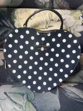 kate spade Black & White Polka Dot Heart Mini Bag